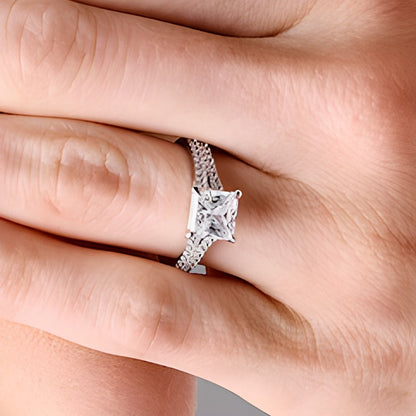 2.25 CT. TW Princess-Cut Lab-Grown Diamond Split Shank Engagement Ring in 14K White Gold (F/VS2)