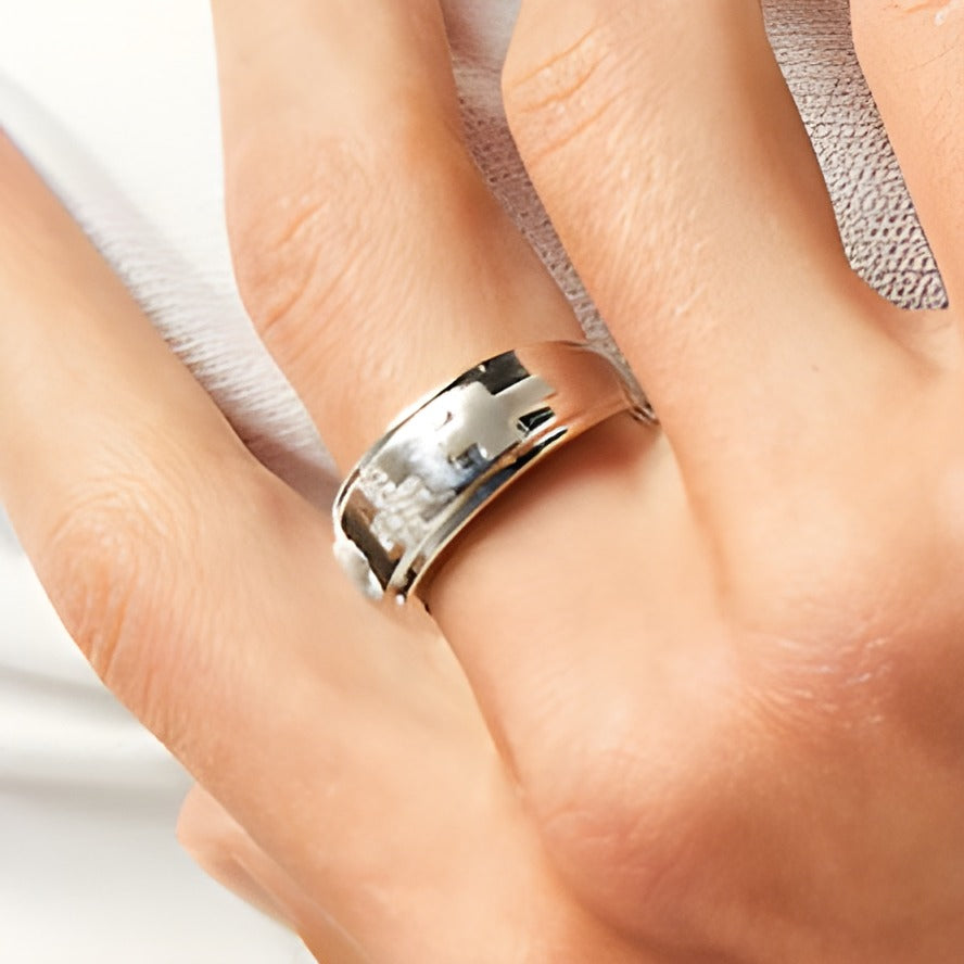 0.07 CT. TW Diamond Trio Cross Ring in 10K White Gold