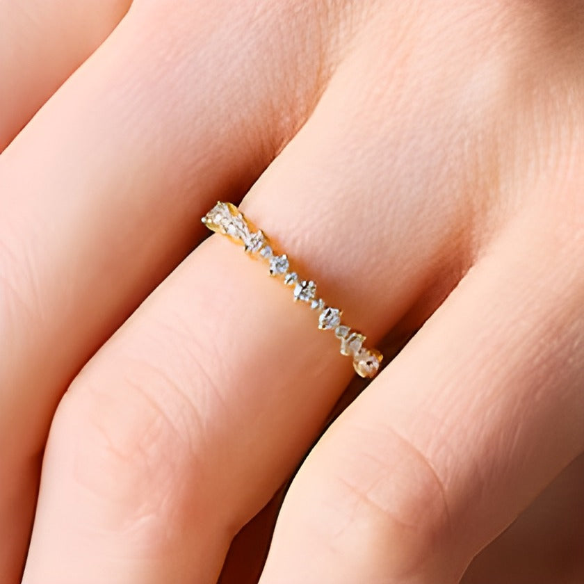 0.2 CT. TW Diamond Alternating Stackable Anniversary Band in 14K Gold
