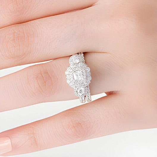 1.5 CT. TW Princess-Cut Diamond Past Present FutureÂ® Double Frame Bridal Set in 10K White Gold