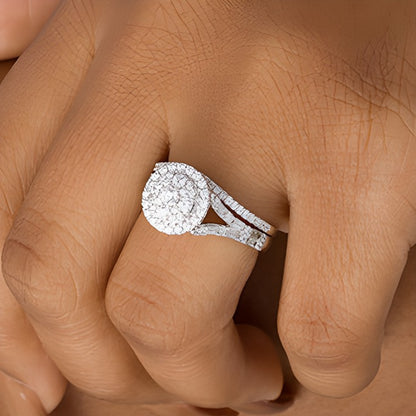 1.0 CT. TW Multi-Diamond Frame Bridal Set in 10K White Gold