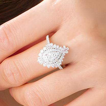 1.5 CT. TW Composite Diamond Teardrop Starburst Frame Ring in 14K White Gold
