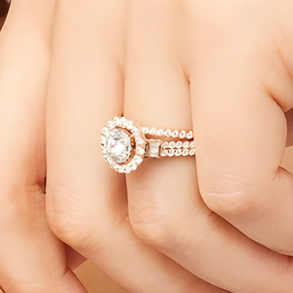 1.0 CT. TW Diamond Double Row Bridal Set in 10K Rose Gold