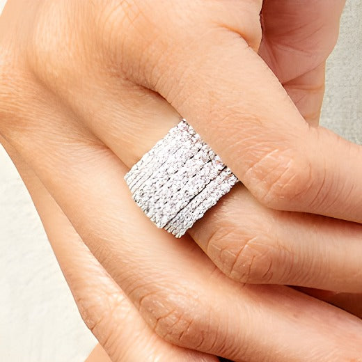 2.5 CT. TW Diamond Edge Multi-Row Band in 14K White Gold