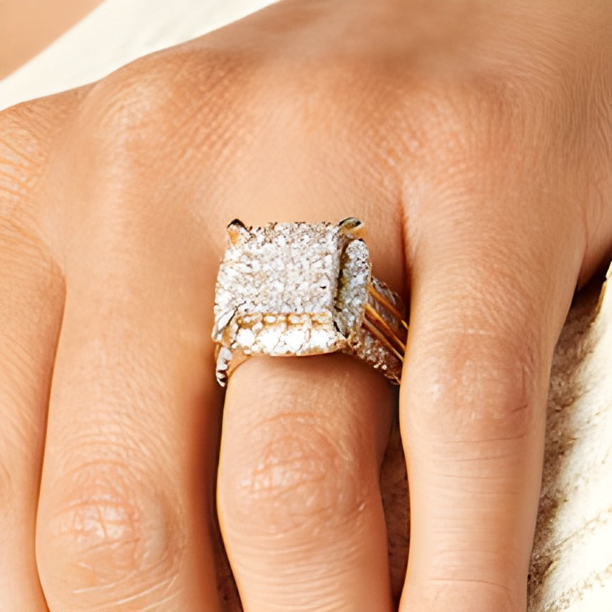 4.0 CT. TW Square Multi-Diamond Frame Multi-Row Engagement Ring in 14K Gold
