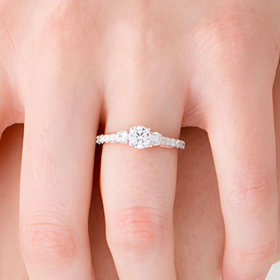 1.0 CT. TW Diamond Three Stone Engagement Ring in 10K Two-Tone Gold