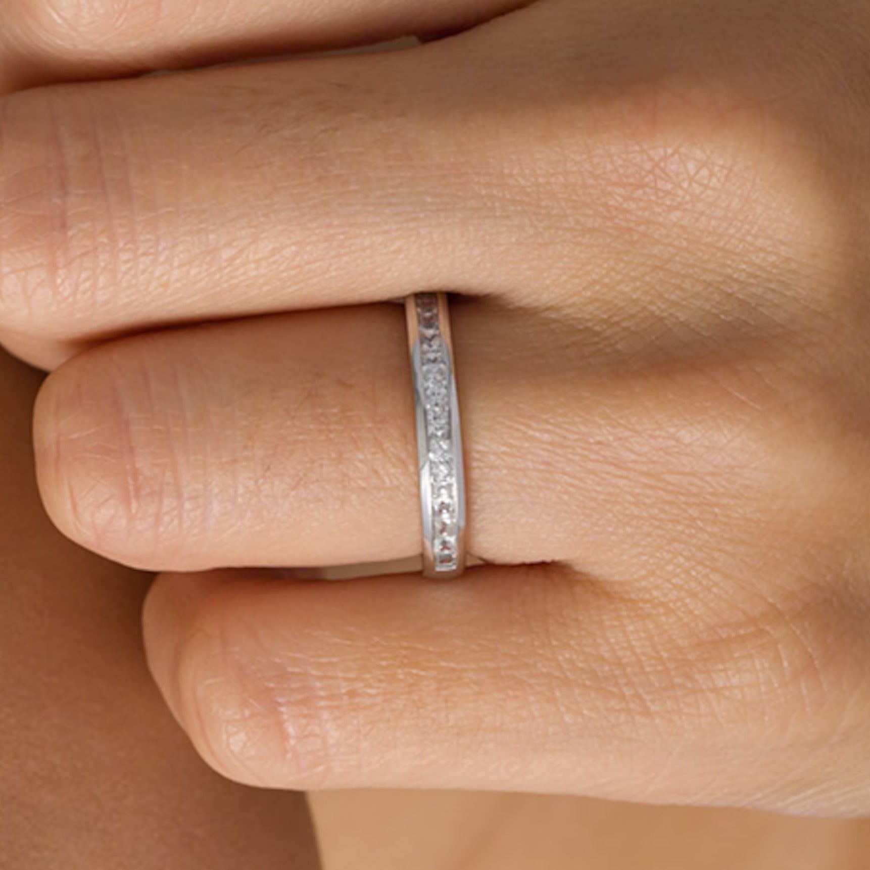 0.5 CT. TW Princess-Cut Diamond Wedding Band in 10K White Gold