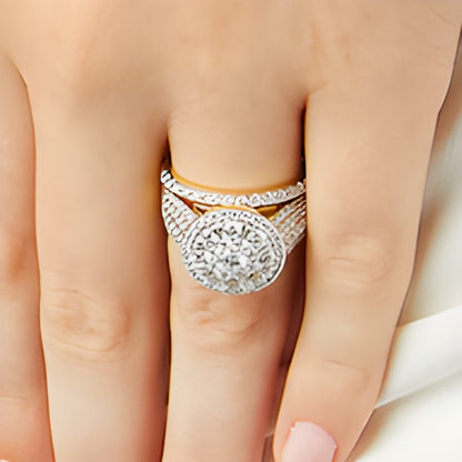2.0 CT. TW Multi Diamond Pear Frame Bridal Set in 10K White Gold