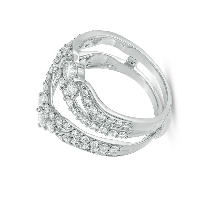 1.5 CT. TW Diamond Multi-Row Tiara-Style Solitaire Enhancer in 14K White Gold