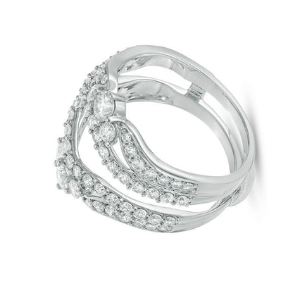 1.5 CT. TW Diamond Multi-Row Tiara-Style Solitaire Enhancer in 14K White Gold