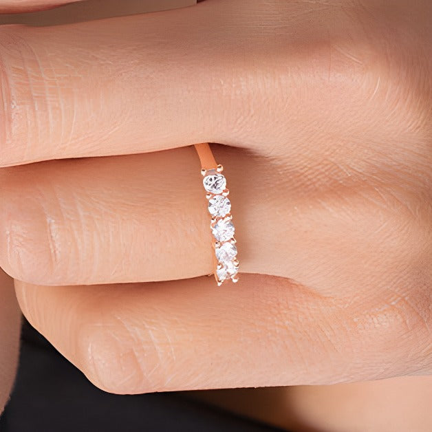 0.5 CT. TW Diamond Five Stone Anniversary Band in 10K Rose Gold