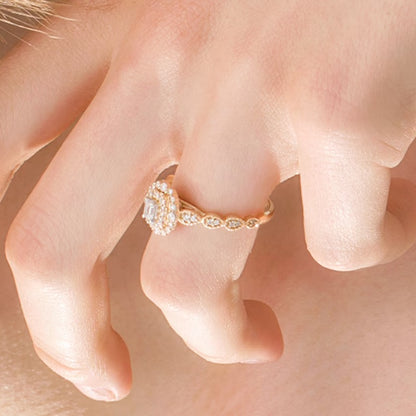0.38 CT. TW Emerald-Cut Diamond Double Frame Art Deco Vintage-Style Engagement Ring in 10K Gold