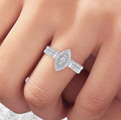 0.5 CT. TW Composite Marquise-Shaped Diamond Double Frame Bridal Set in 10K White Gold