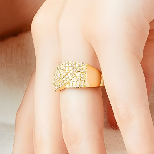 1.0 CT. TW Diamond Triple Row Overlay Band in 10K Gold