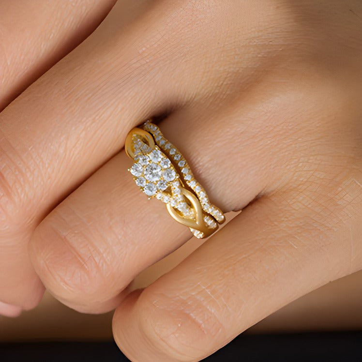 0.63 CT. TW Diamond Square Frame Knot Shank Bridal Set in 14K Gold