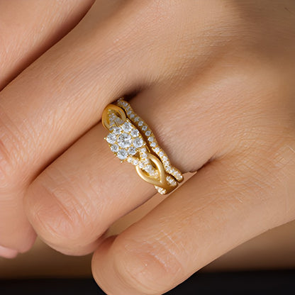 0.63 CT. TW Diamond Square Frame Knot Shank Bridal Set in 14K Gold