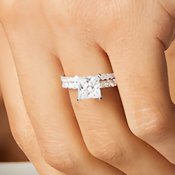 2.88 CT. TW Princess-Cut Lab-Grown Diamond Bridal Set in 14K White Gold (I/SI2)