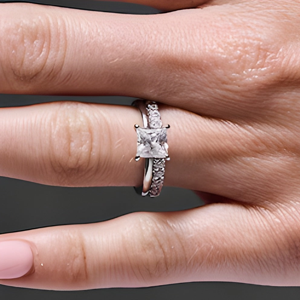 2.0 CT. TW Princess-Cut Lab-Grown Diamond Bridal Set in 14K White Gold (F/VS2)