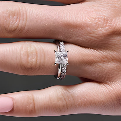 2.0 CT. TW Princess-Cut Lab-Grown Diamond Bridal Set in 14K White Gold (F/VS2)