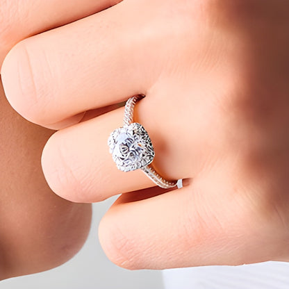 1.5 CT. TW Lab-Grown Diamond Cushion Frame Engagement Ring in Platinum (F/SI2)