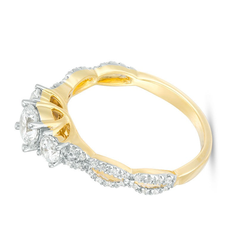 1.0 CT. TW Diamond Three Stone Braid Engagement Ring in 10K Gold