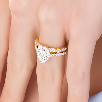 1.0 CT. TW Composite Pear-Shaped Diamond Art Deco Bridal Set in 10K Gold