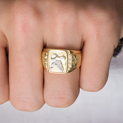 Eagle Rectangular Signet Ring in 10K Gold