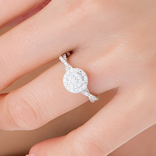 0.5 CT. TW Diamond Double Frame Crossover Shank Engagement Ring in 10K White Gold