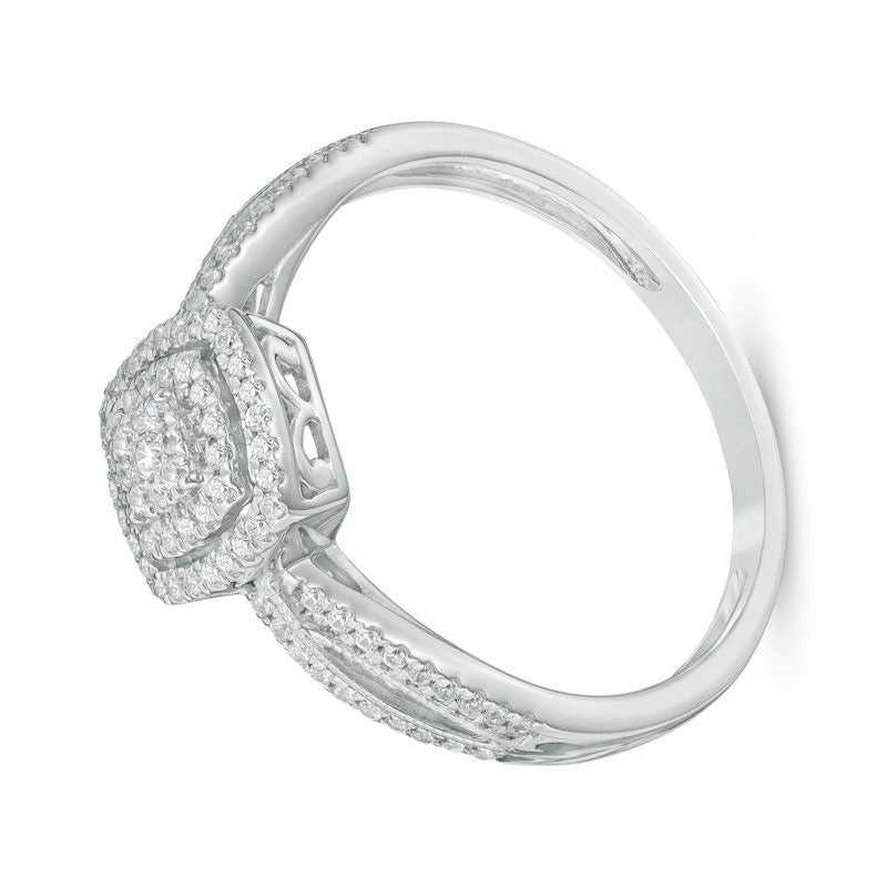 0.2 CT. TW Composite Diamond Frame Promise Ring in 10K White Gold