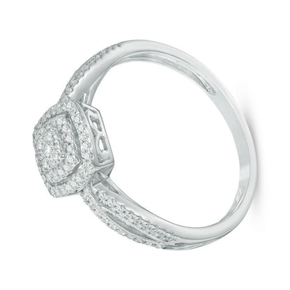 0.2 CT. TW Composite Diamond Frame Promise Ring in 10K White Gold
