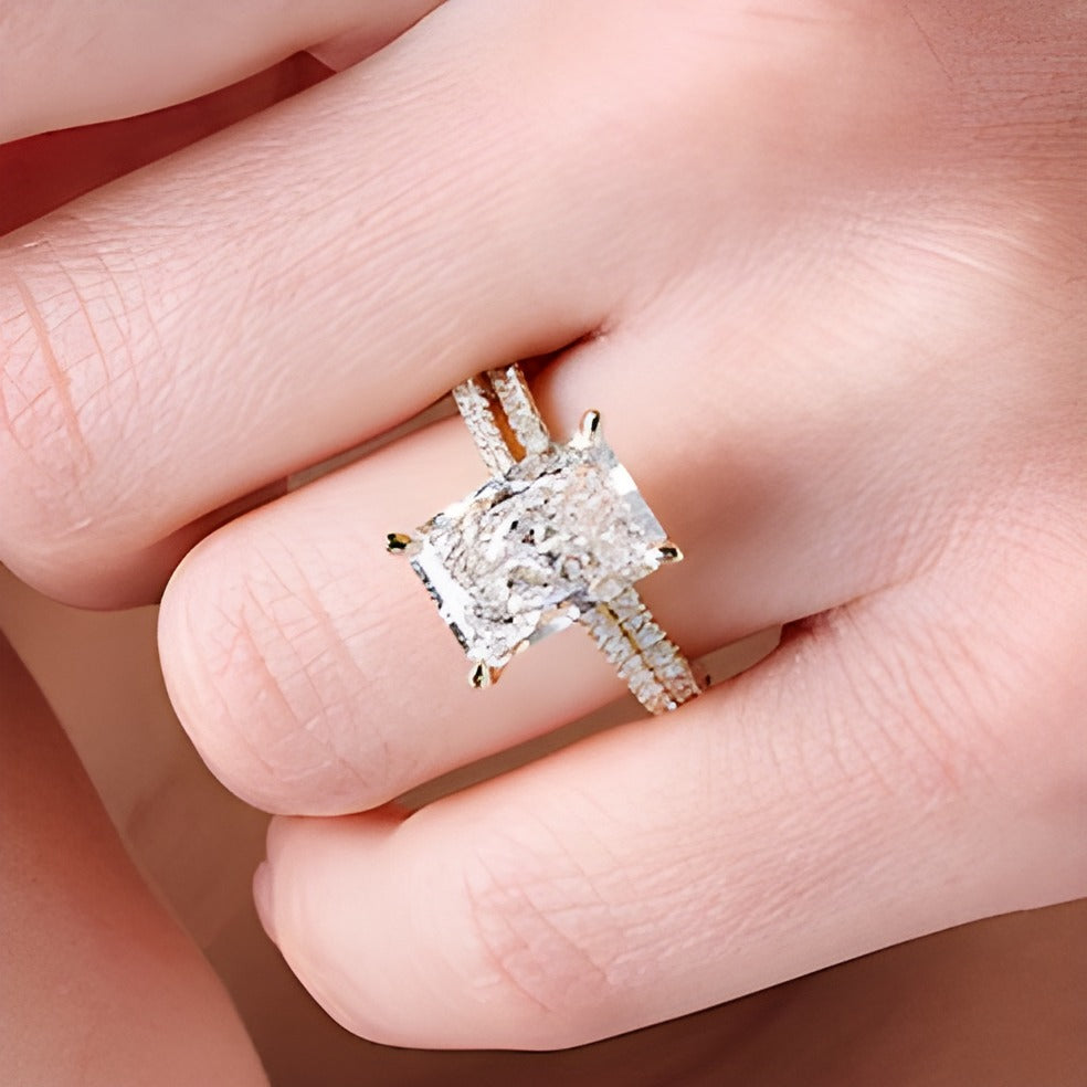 5.63 CT. TW Radiant-Cut Lab-Grown Diamond Bridal Set in 14K Gold (F/VS2)