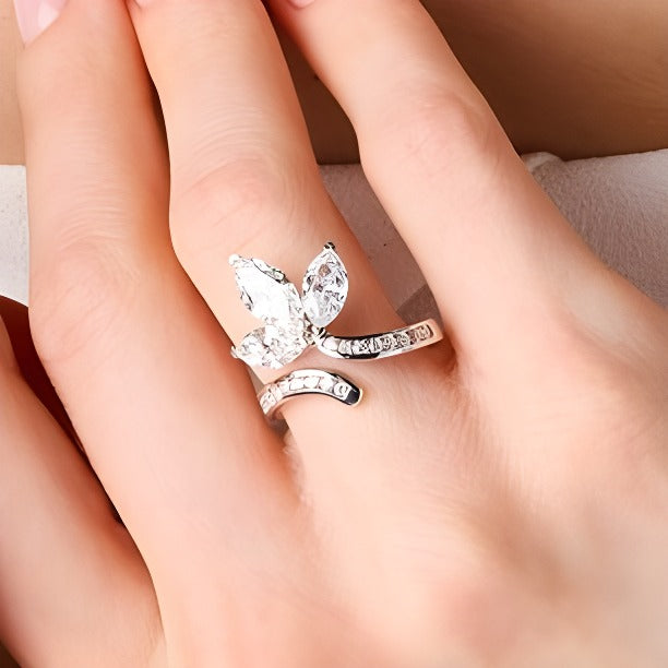2.75 CT. TW Marquise-Cut Lab-Grown Diamond Floral Bypass Ring in 14K White Gold (F/VS2)