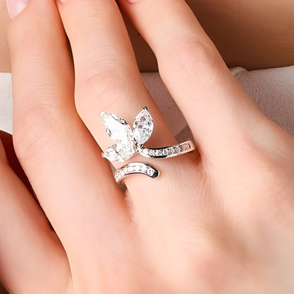 2.75 CT. TW Marquise-Cut Lab-Grown Diamond Floral Bypass Ring in 14K White Gold (F/VS2)