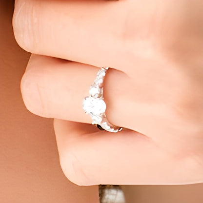 1.33 CT. TW Oval Diamond Three Stone Engagement Ring in 14K White Gold