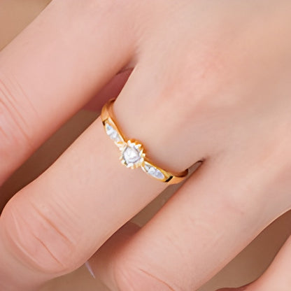 0.07 CT. TW Diamond Sunburst Promise Ring in 10K Gold
