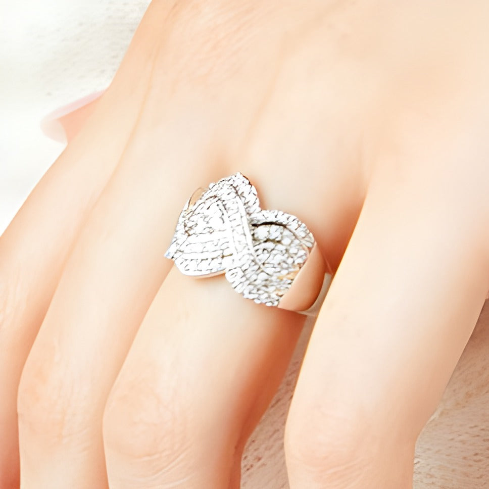 1.0 CT. TW Quad Diamond Edge Infinity Braid Ring in 10K White Gold