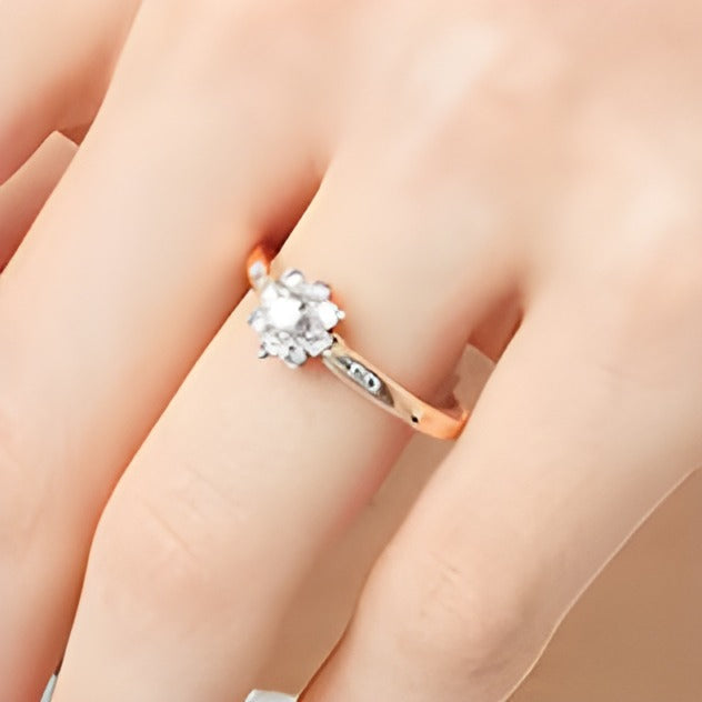 0.5 CT. TW Diamond Sunburst Channel-Set Shank Engagement Ring in 10K Rose Gold (J/I3)
