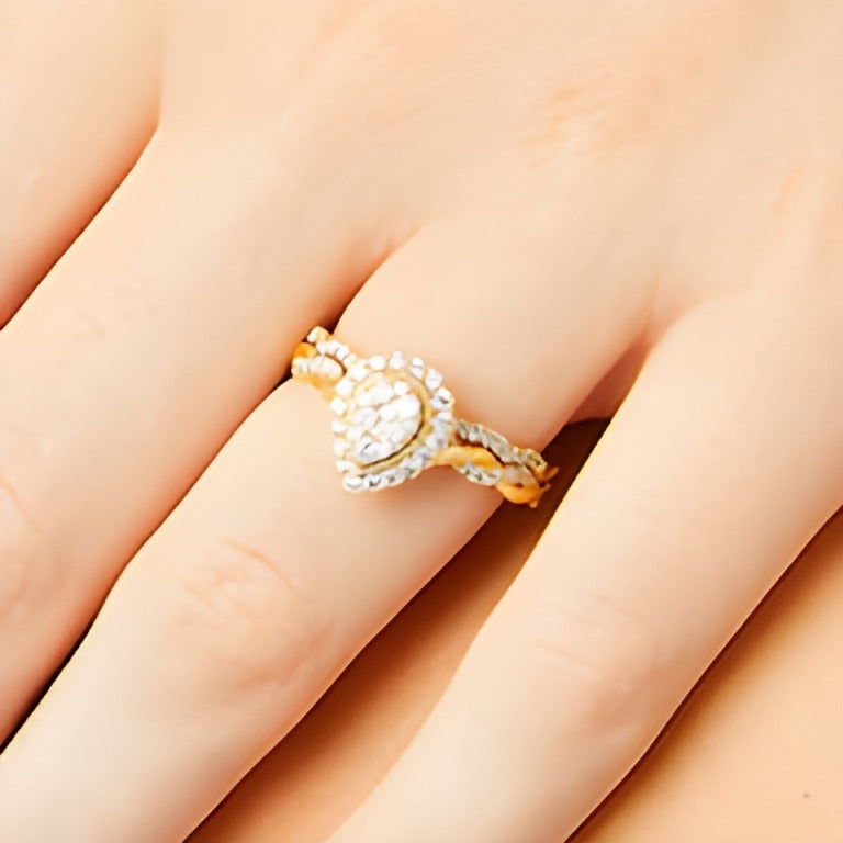 0.5 CT. TW Diamond Pear Frame Twist Shank Bridal Set Ring in 10K Gold