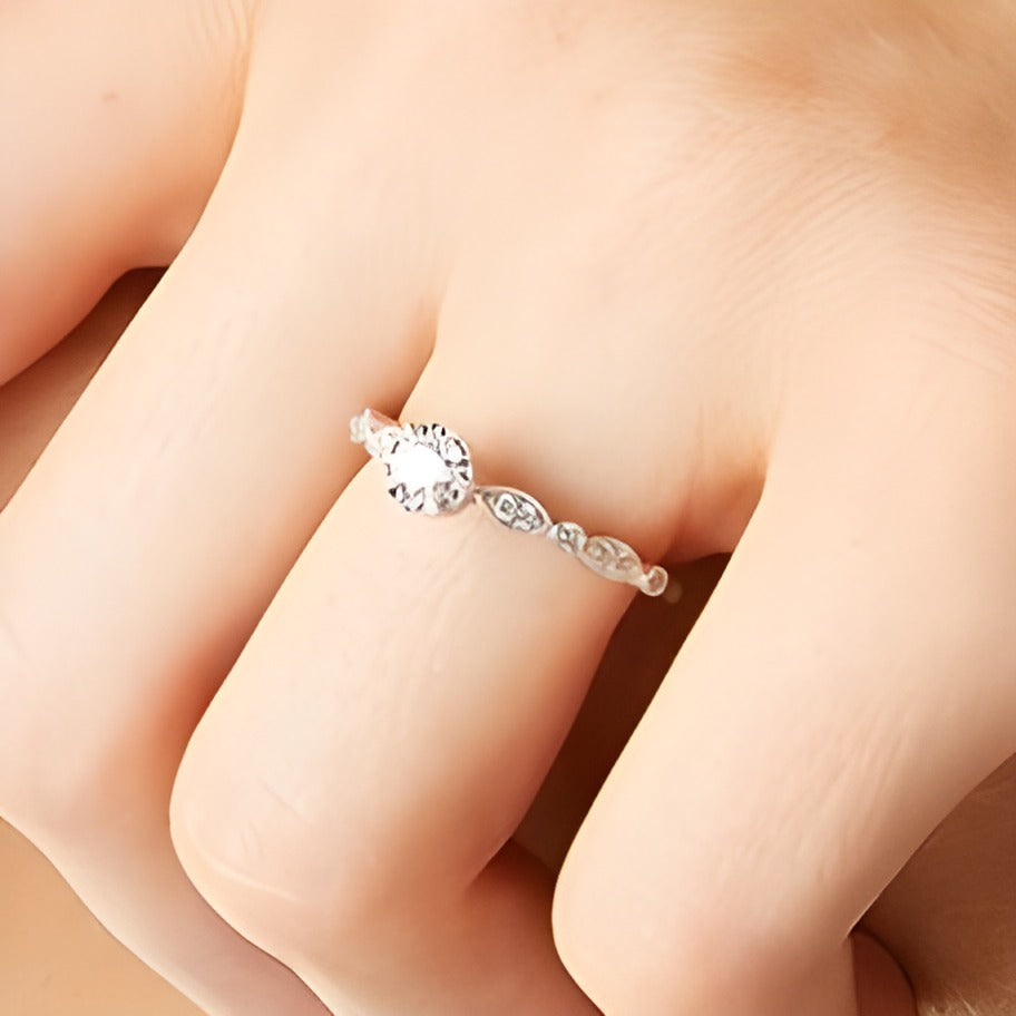 0.33 CT. T. W. Diamond Vintage-Style Engagement Ring in 14K White Gold