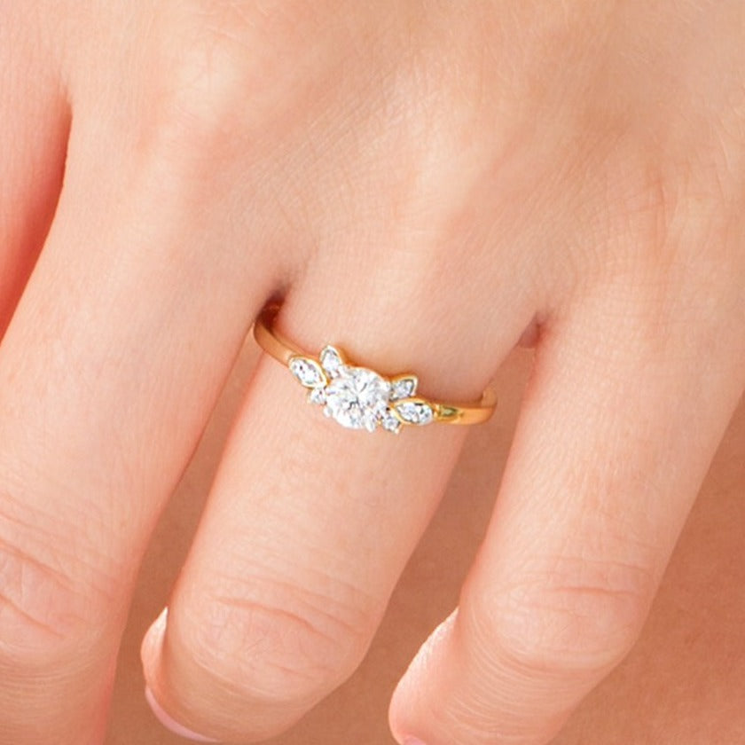 0.38 CT. TW Diamond Petal Tri-Sides Engagement Ring in 10K Gold
