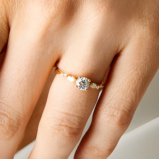 0.63 CT. TW Marquise and Round Diamond Scatter Engagement Ring in 14K Gold