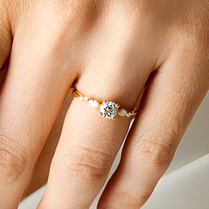 0.63 CT. TW Marquise and Round Diamond Scatter Engagement Ring in 14K Gold