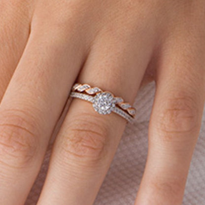 0.5 CT. TW Diamond Frame Twist Shank Bridal Set in 10K Rose Gold
