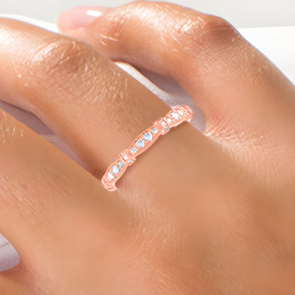 0.2 CT. TW Diamond Alternating Collar Vintage-Style Stackable Band in 14K Rose Gold
