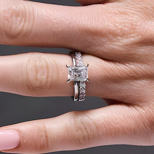 2.0 CT. TW Radiant-Cut Lab-Grown Diamond Bridal Set in 14K White Gold (F/VS2)