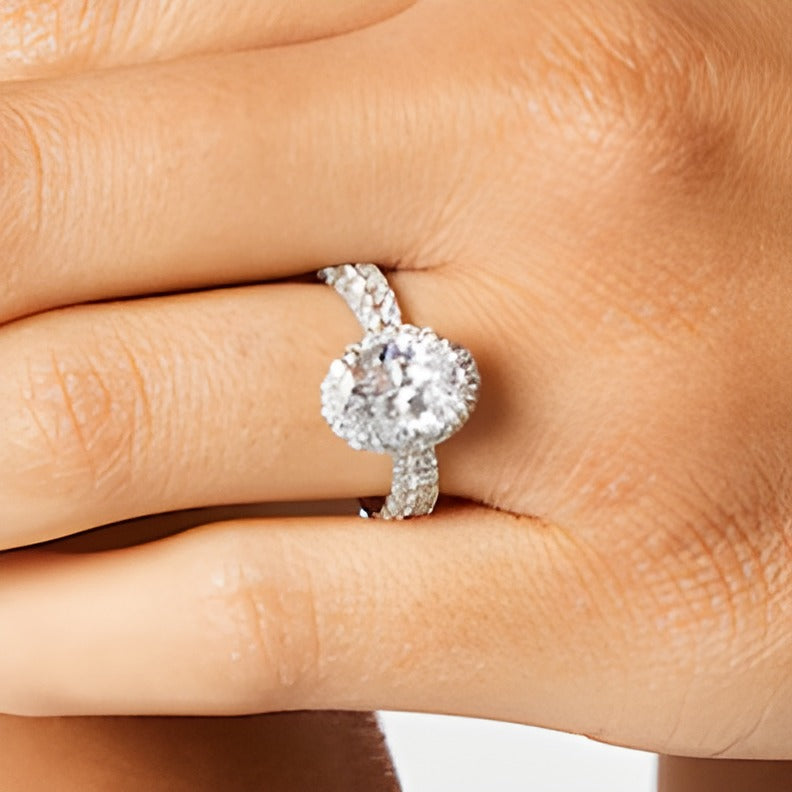 2.88 CT. TW Oval Lab-Grown Diamond Frame Bridal Set in 14K White Gold (I/SI2)