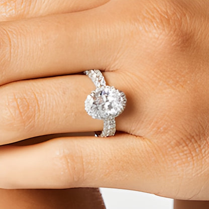 2.88 CT. TW Oval Lab-Grown Diamond Frame Bridal Set in 14K White Gold (I/SI2)