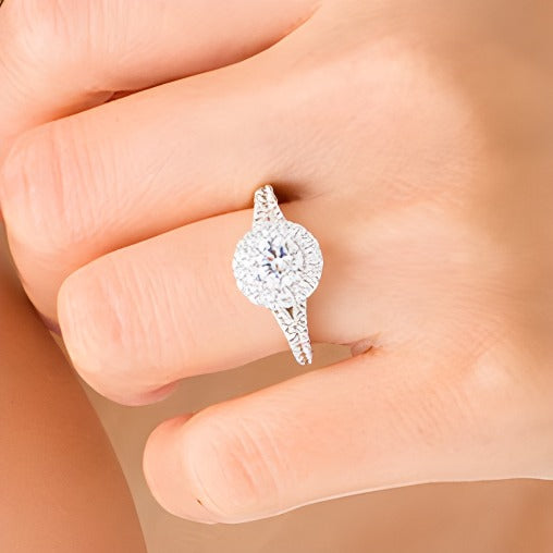 Previously Owned Zales Private Collection 2.0 CT. TW Diamond Frame Engagement Ring in 14K Two-Tone Gold (F/I1)