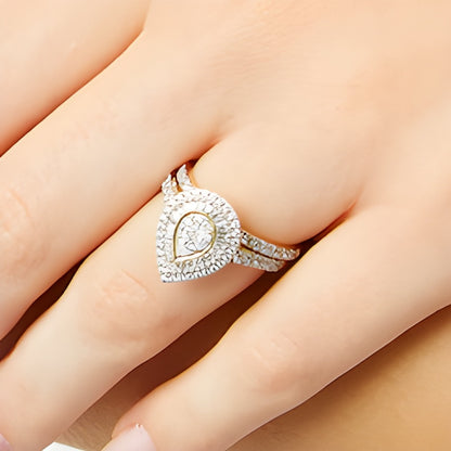 1.0 CT. TW Multi Diamond Pear Frame Bridal Set in 14K Gold
