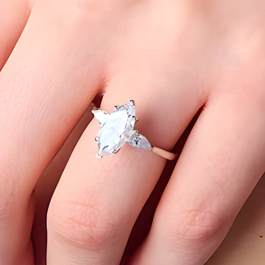 2.38 CT. TW Marquise and Pear-Shaped Lab-Grown Diamond Three Stone Engagement Ring in 14K White Gold
